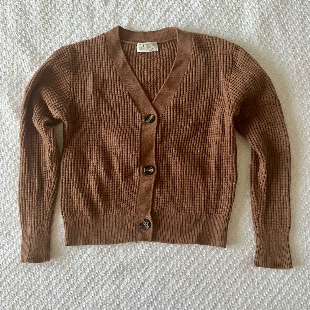 Poof Apparel textured knit cropped cardigan. Size small.